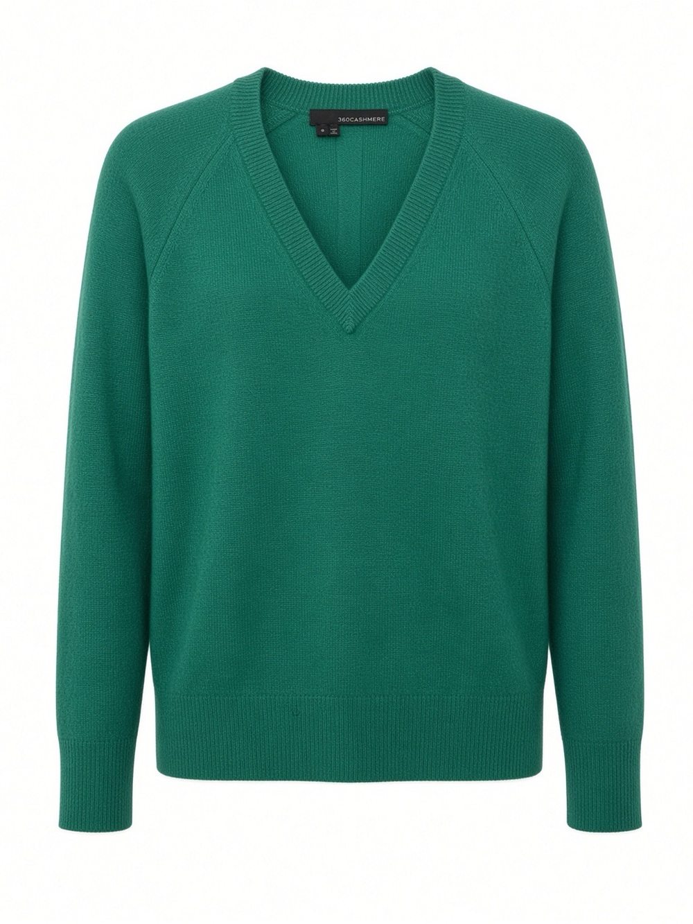 360 Cashmere Women's V-Neck Sweater in Teal Green Small